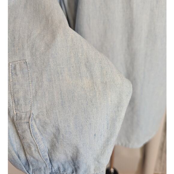 90s Vintage Embellished Denim Snap Button Up Shirt Light Wash Size Small - Picture 8 of 16